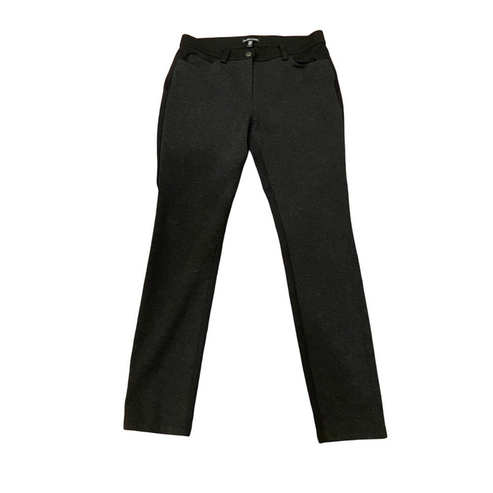 Eileen Fisher Contrast Charcoal Gray Black Skinny Pants Casual Luxury Sz 8 Women